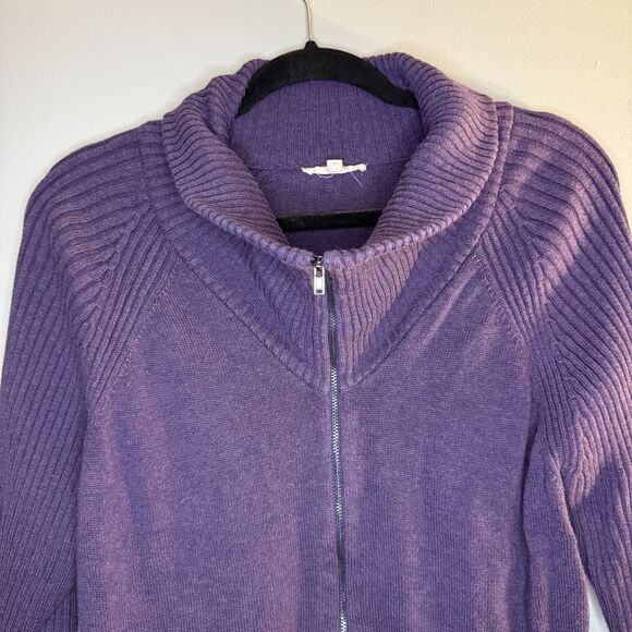 Eileen Fisher Women’s M Sweater Zip Up Purple Long Sleeve Organic Cotton Top - Picture 3 of 9